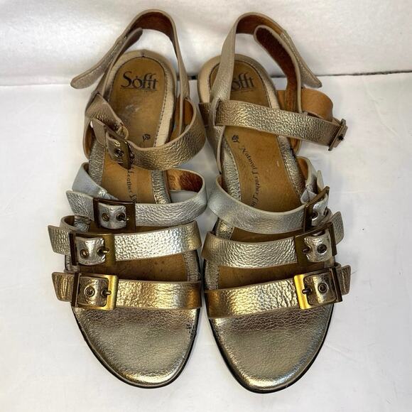Sofft Metallic Strappy Buckle Sandals Women’s Size 8 - Picture 2 of 7